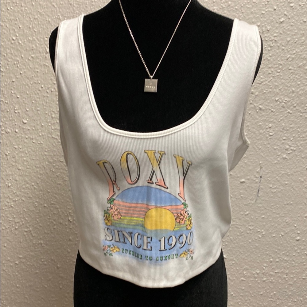 Roxy White Graphic Crop Top